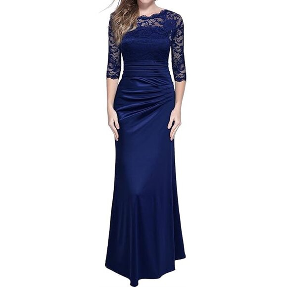 Miusol Dresses & Skirts - Miusol 3312 Satin & Lace Mother of Bride or Groom Gown-Size XL-NAVY BLUE- NEW